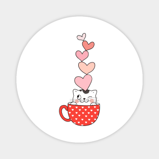 CAT VALENTINES DAY/ Cute Kitty and Hearts Magnet